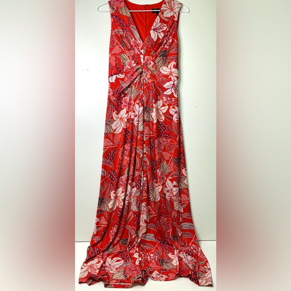 Jessica Howard Red Floral Maxi Dress 4P New